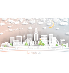 Lincoln Nebraska City Skyline In Paper Cut Style