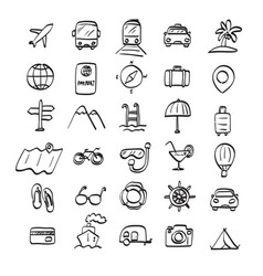 Travel Icon Set Hand Drawn Isolated