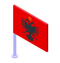 Albania Flag Icon Isometric City Travel