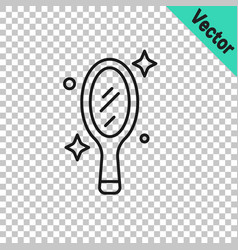 Black Line Magic Hand Mirror Icon Isolated On