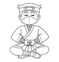 Ninja Meditating Isolated Coloring Page For Kids