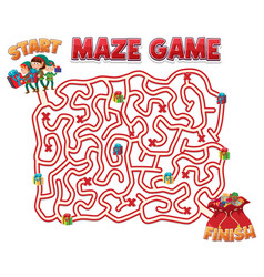 Maze Game Template In Christmas Theme For Kids