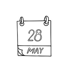 Calendar Hand Drawn In Doodle Style May 28 Day