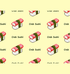 Crab Sushi Cartoon Character Seamless Pattern