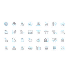 Food Court Linear Icons Set Diverse Appetizing