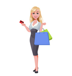 Business Woman With Credit Card And Shopping Bags