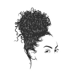 African Pretty Woman With Afro And Bun Hairstyle