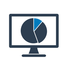 Computer Graph Icon With Pie Chart Symbol Flat