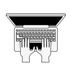 Hands Typing On Laptop Computer Topview Icon Image