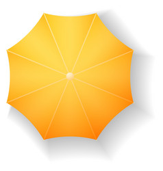 Yellow Parasol Top View Sunny Beach Umbrella