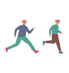 Young Men Running Hurrying Up At Work Cartoon