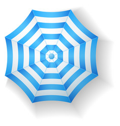 Blue Striped Umbrella Summer Parasol Top View