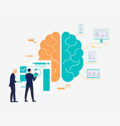 Business People Working Brain Chart And Digital