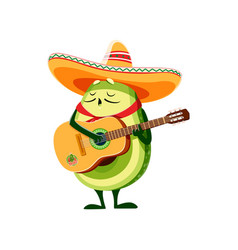 Cartoon Kawaii Mexican Mariachi Musician Avocado