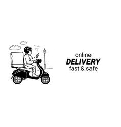 Delivery Man In Face Mask Riding Scooter