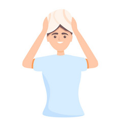 Woman With Towel On Head Icon Cartoon Style