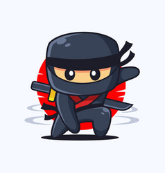 Ninja Cartoon Character Landing Pose