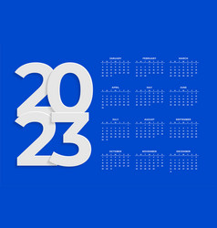 Simple Blue 2023 New Year Calendar Template