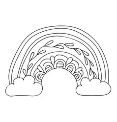 Coloring Page Heavenly Rainbow Hand Drawn