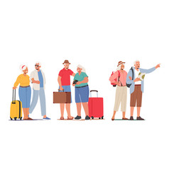 Set Senior Tourists Foreign Trip Pensioners