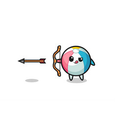 Beach Ball Character Doing Archery