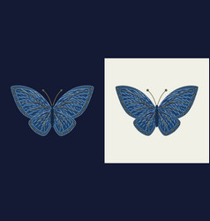 Blue Butterfly In Denim Style