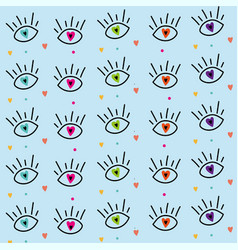 Hand Drawn Eye Doodles Seamless Pattern