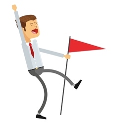 Goofy Businessman Holding Flag Icon