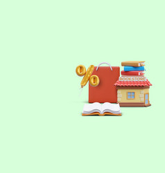 Online Bookstore Advertising 3d Cute House