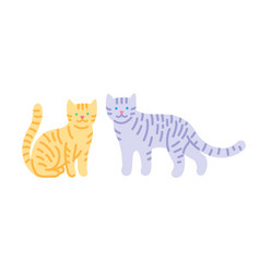 Pair Of Cute Striped Kitties Gray And Ginger Cats