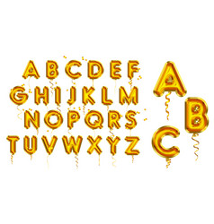 Set Of Realistic Alphabet Golden Balloon Isolated