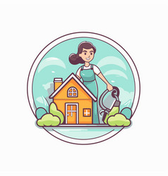 House Cleaning Service Concept In Cartoon Style