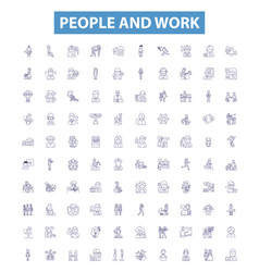 People And Work Line Icons Signs Set Workers