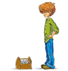 Teen Boy Cartoon With Toolbox