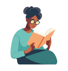 Woman With Eyeglasses Reading Book