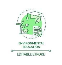 Thin Line Green Environmental Education Icon