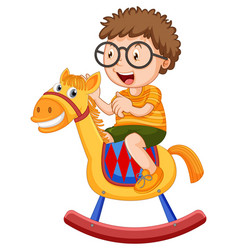 Boy Riding On Rocking Horse