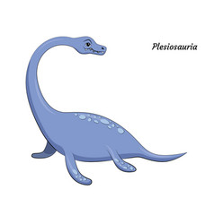 Cute Cartoon Plesiosauria Dino Character Isolated