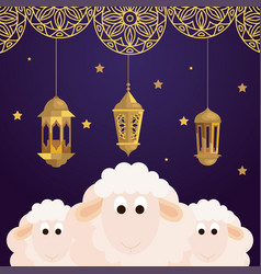 Eid Al Adha Mubarak Happy Sacrifice Feast Sheeps