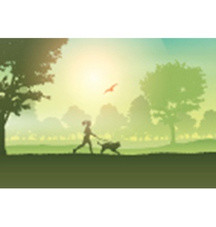 Silhouette Of A Female Jogging With Her Dog