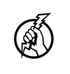 Hand Of An Electrician Holding Lightning Bolt