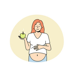 Smiling Pregnant Woman With Apple