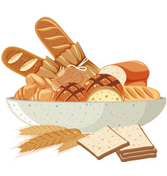 Breads In Bowl On White Background