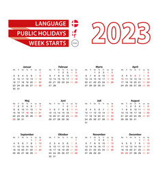 Calendar 2023 In Danish Language With Public