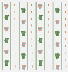 Colorful Ceramic Cups Seamless Pattern Modern