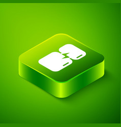 Isometric Refrigerator Icon Isolated On Green