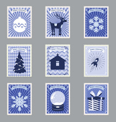 Postal Stamp Seamless Pattern Christmas Old