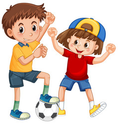 Two Kids Playing Football Cartoon Character