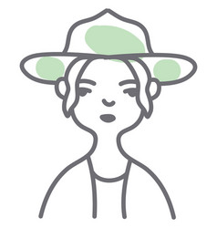 Woman With Green Hat On A White Background