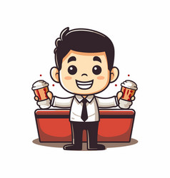 Businessman Drinking Coffee Cartoon Character